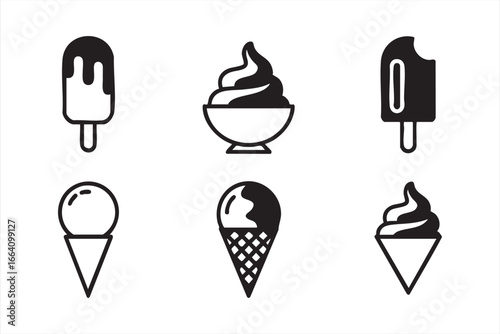 Sweet Treat Icons for Ice Cream Cones, Bowls, and Popsicles
