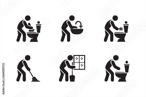 Vector Collection of Cleaning and Hygiene Icons for Housework
