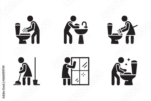 Domestic Cleaning and Household Maintenance Icons for Digital Use