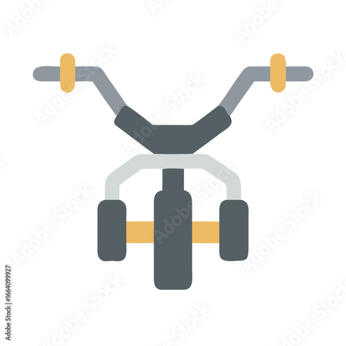 Simplified tricycle design with gray frame and gold accents on a black background