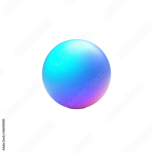 Abstract iridescent sphere, vibrant blue purple gradient ball on black background