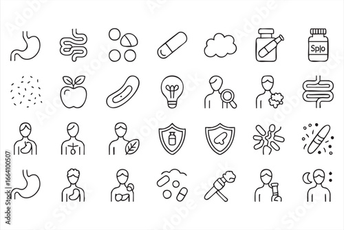Health, Medicine, and Wellness Icons for Supplements and Protection