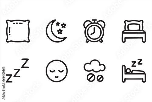 Sleep and Relaxation Icons for Digital and Wellness Projects