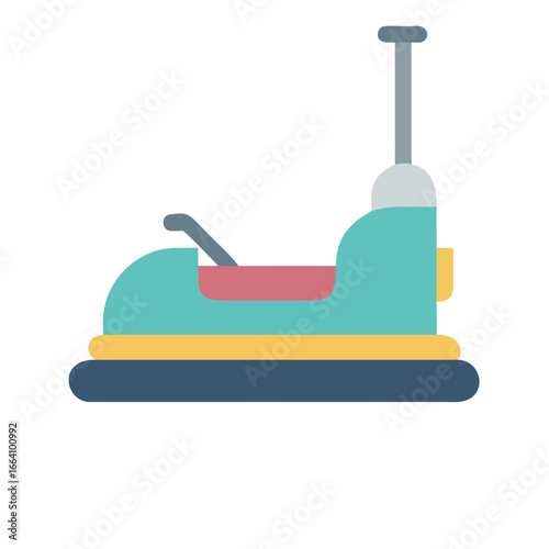 Flat design illustration of colorful bumper car isolated on black background