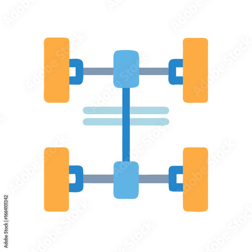 Vector illustration of an automotive four-wheel drive system schematic on black background