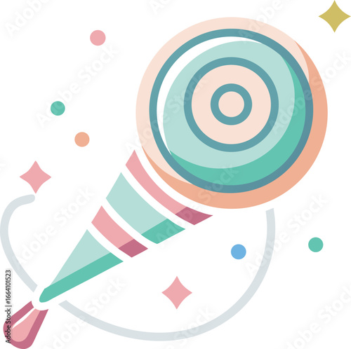 Festive party blower with spirals and confetti elements