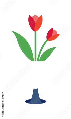Vibrant tulips in a stylish teal vase, bringing natural beauty and modern elegance to any space