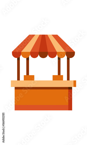 Vibrant market stall illustration offers charming outdoor sales point for diverse commercial uses