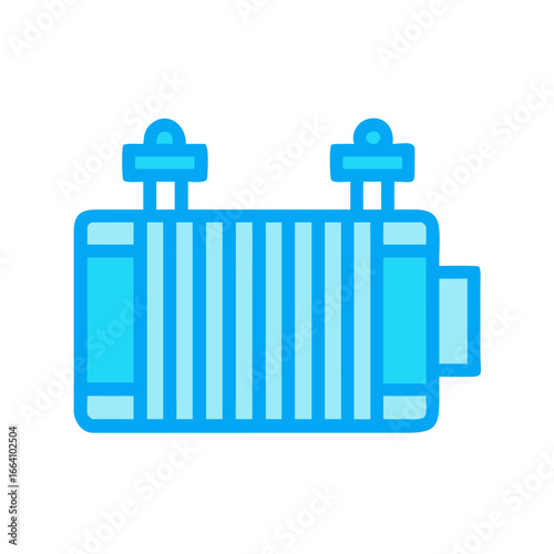 Stylized Icon of a Radiator or Heat Exchanger with Blue Lines