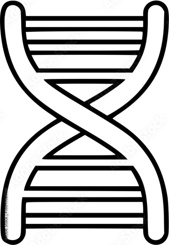 Black and white illustration of a double helix DNA structure, representing genetic information.