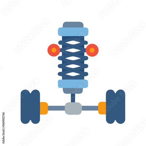 Stylized flat vector icon of a vehicle suspension system on a black background