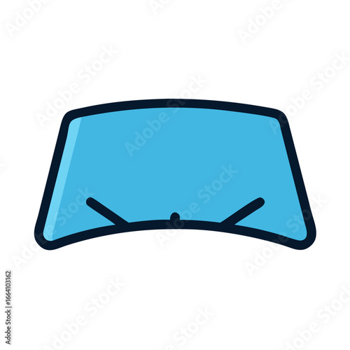 Illustration of a car windshield with wipers on a black background