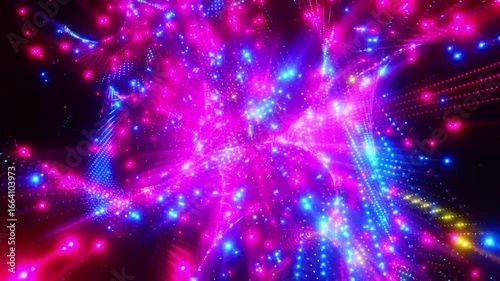
a colorful, abstract design with bright lights and neon colors. looped animation 4k video