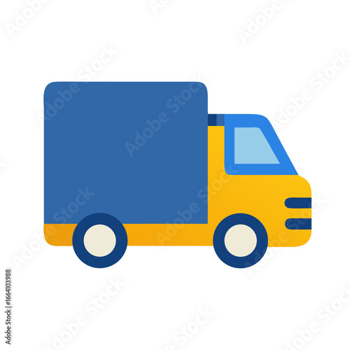 Delivery truck vector graphic in blue and yellow perfect for logistics concepts
