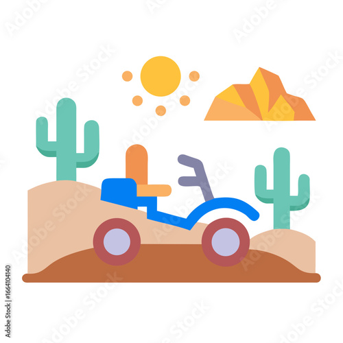 Off-road adventure in the desert landscape with an ATV under the sun