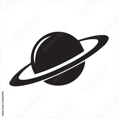 Planet Saturn with planetary ring silhouette, cosmos and planet vector illustration Design