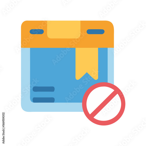 Delivery restriction concept with a forbidden shipping box icon