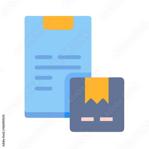 Delivery invoice with packaged goods flat illustration design style
