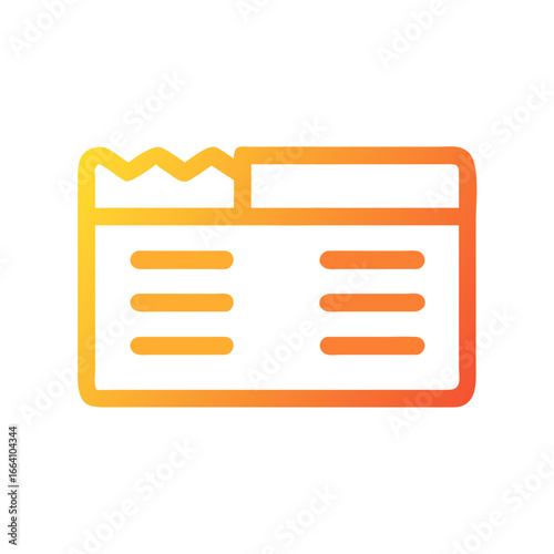 Modern ticket stub vector icon with warm color scheme