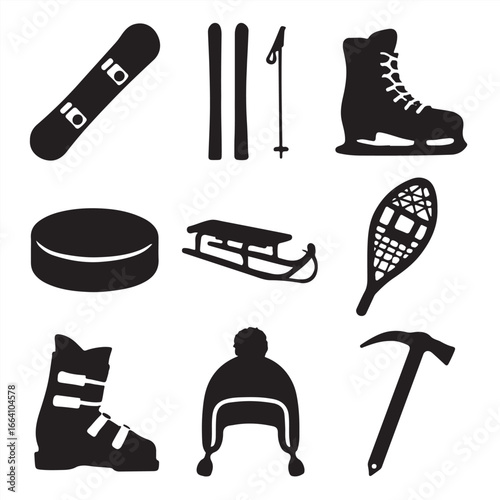 Set of Winter Sports icons bundle pack collection 
