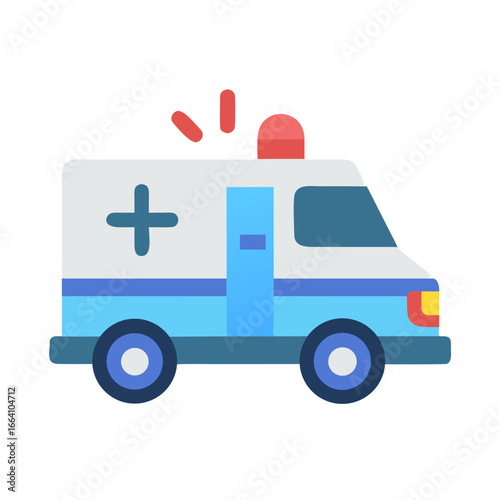 Simplified ambulance illustration, flat design for emergency services promotion and medical designs