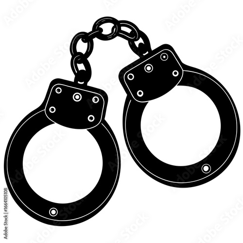 Police Handcuffs Vector Illustration, Black and White SVG

