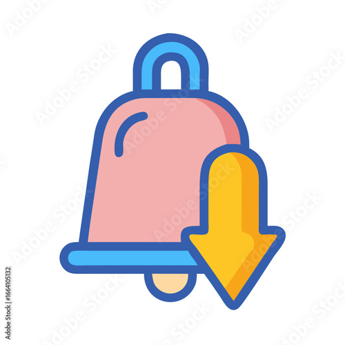 Notification bell with down arrow indicates alerts or updates