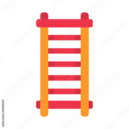 Simple ladder illustration with orange frame and red steps on black background