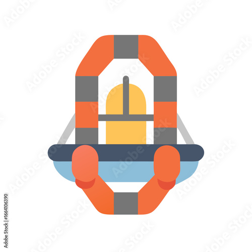 Simplified vector icon of a rigid-hulled inflatable boat on a black background