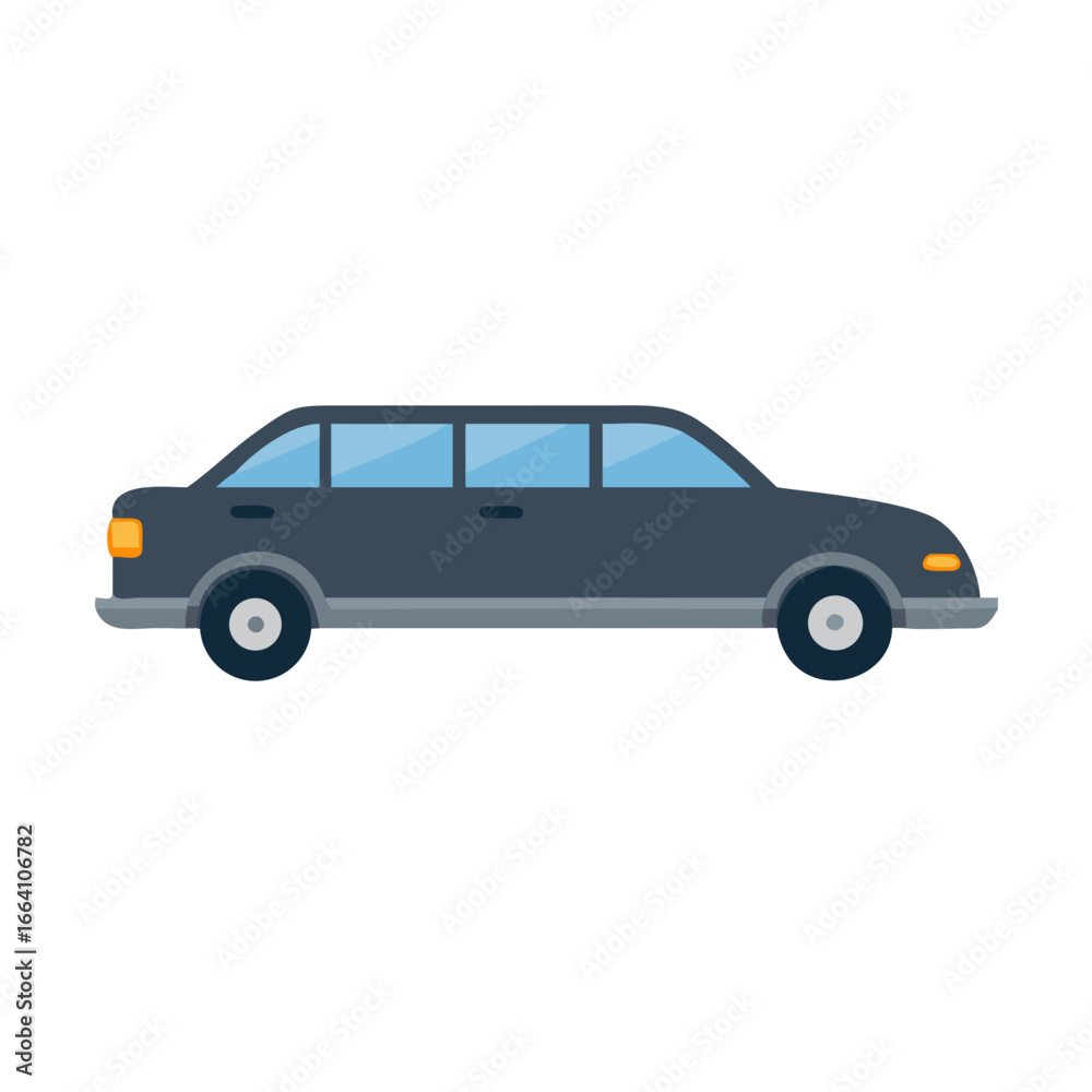 Fototapeta premium Flat vector limousine illustration for luxury transportation concept on black background