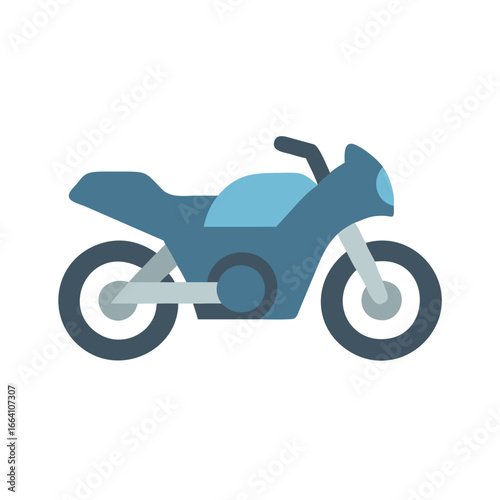 Flat illustration of a blue modern motorcycle against a black background