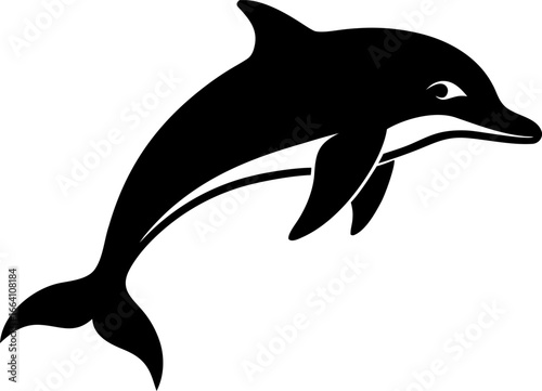 A Bottlenose Dolphin Leaping Clean Vector Silhouette