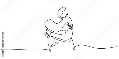 Woman hugging her reflection in a mirror as a self care concept