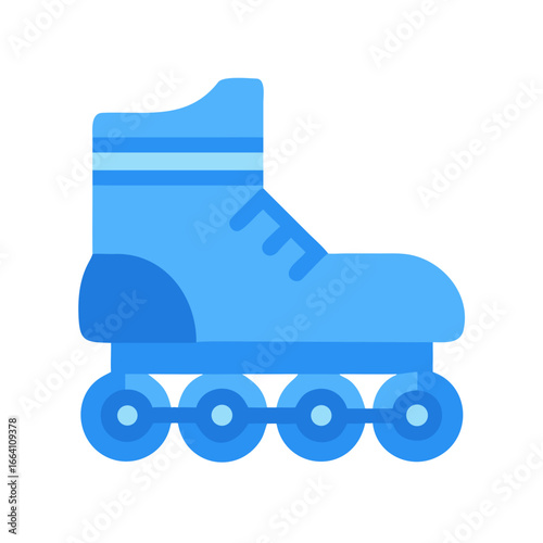 Blue roller skate on black background representing sport and recreational activities