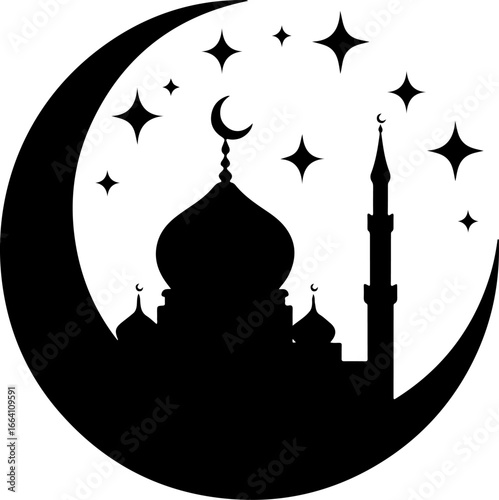 silhouette of mosque in night, architecture, mosque, vector, building, illustration, silhouette, travel, city, india, religion, tower, dome, ramadan, symbol, design, culture, eid, church, art, asia, t