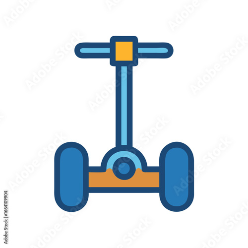 Modern self-balancing scooter graphic illustration on black backdrop for transportation themes