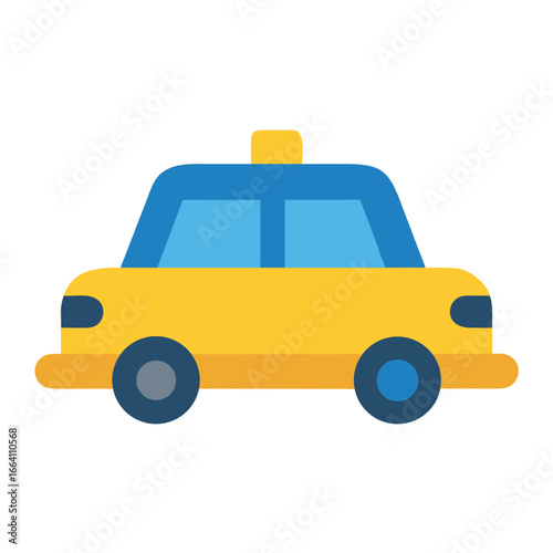A stylized cartoon taxi cab isolated on a solid black background illustration