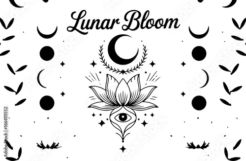 Mystic Lotus Moon Tattoo Set
