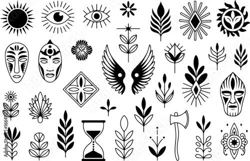 Dark Gothic Illustration Bundle | Mystical & Occult skull woman, plague doctor, mermaid  vector bundle