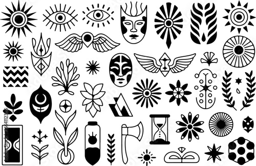 Dark Gothic Illustration Bundle | Mystical & Occult skull woman, plague doctor, mermaid  vector bundle