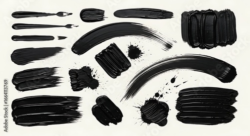 Black Paint Strokes and Splatters Collection.
