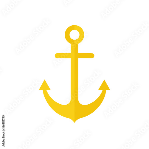 Golden yellow maritime anchor symbol vector illustration scalable graphic for nautical themes