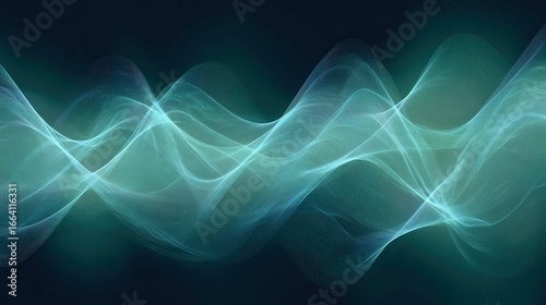 An abstract representation of sound waves with a cool color palette, creating a serene atmosphere.