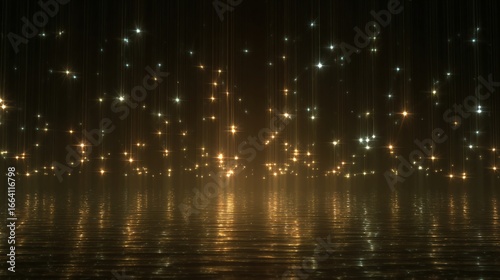 A mesmerizing display of shimmering lights reflecting on a tranquil surface.