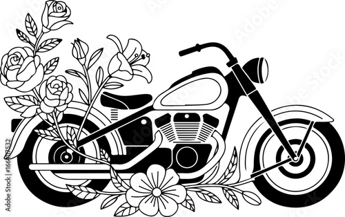 "Floral Motorcycle Art - Ride Free" vector Bundle
