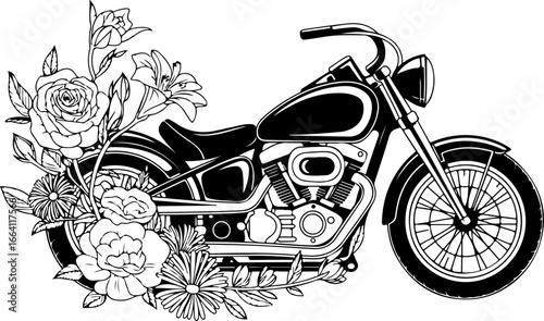 "Floral Motorcycle Art - Ride Free" vector Bundle