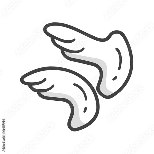 Two abstract earplugs graphic on a solid black background