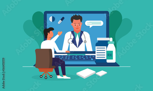 Online Male doctor consultation medicine concept