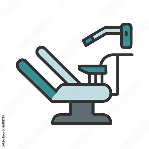 Flat design of dental chair with equipment against black