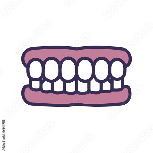 Flat graphic of dentures isolated on black background